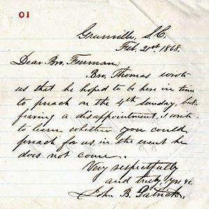 A letter addressed to James C. Furman