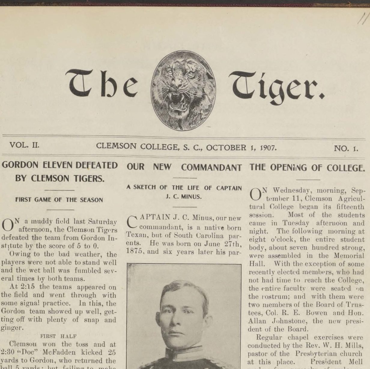 Cover of the Tiger Newspaper, 1907
