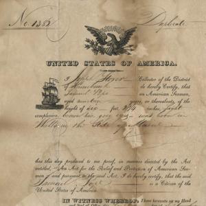 Samuel Pope, Seaman's Protection Certificate, 1820