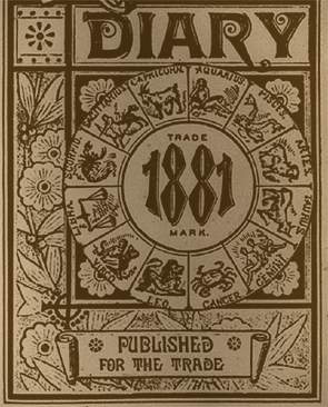 Cover of diary from 1881