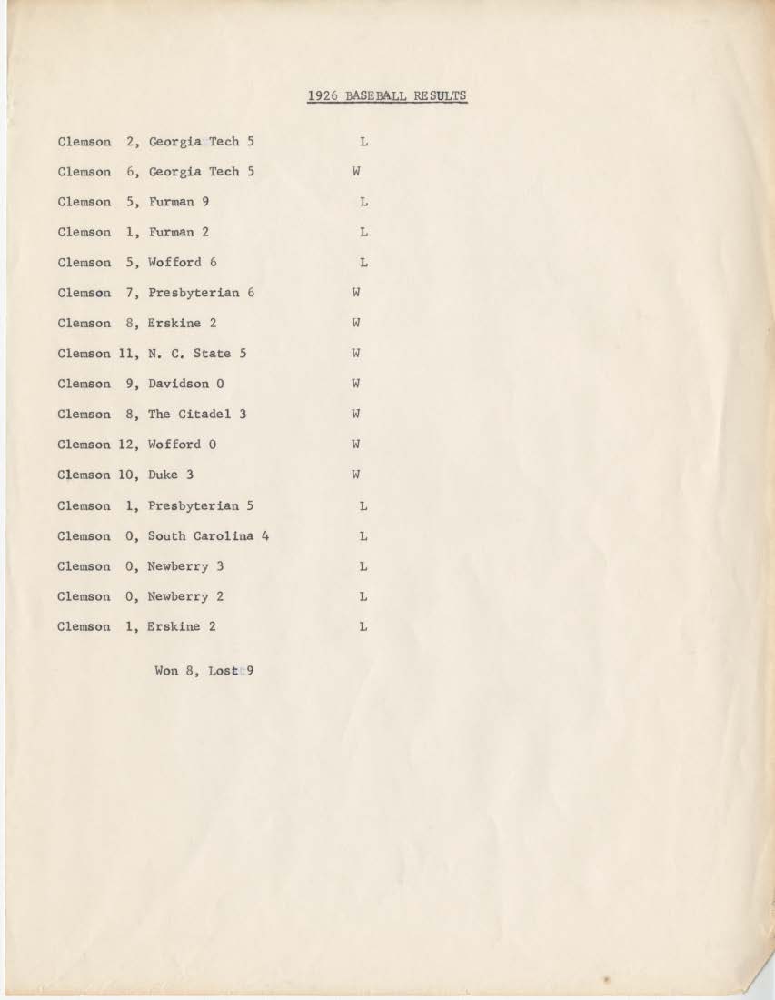 Clemson Baseball Statistics and Results