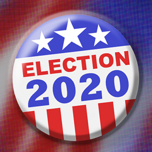 image of a campaign button that reads "Election 2020"